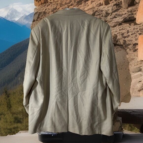 Y2K Lauren Ralph Lauren Men's Silk Wool Blend Blazer Plaid Beige Men’s 52XL - Picture 2 of 7